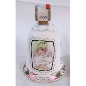1998 Enesco Precious Moments I'm Sending You A Merry Christmas Porcelain Bell 4"